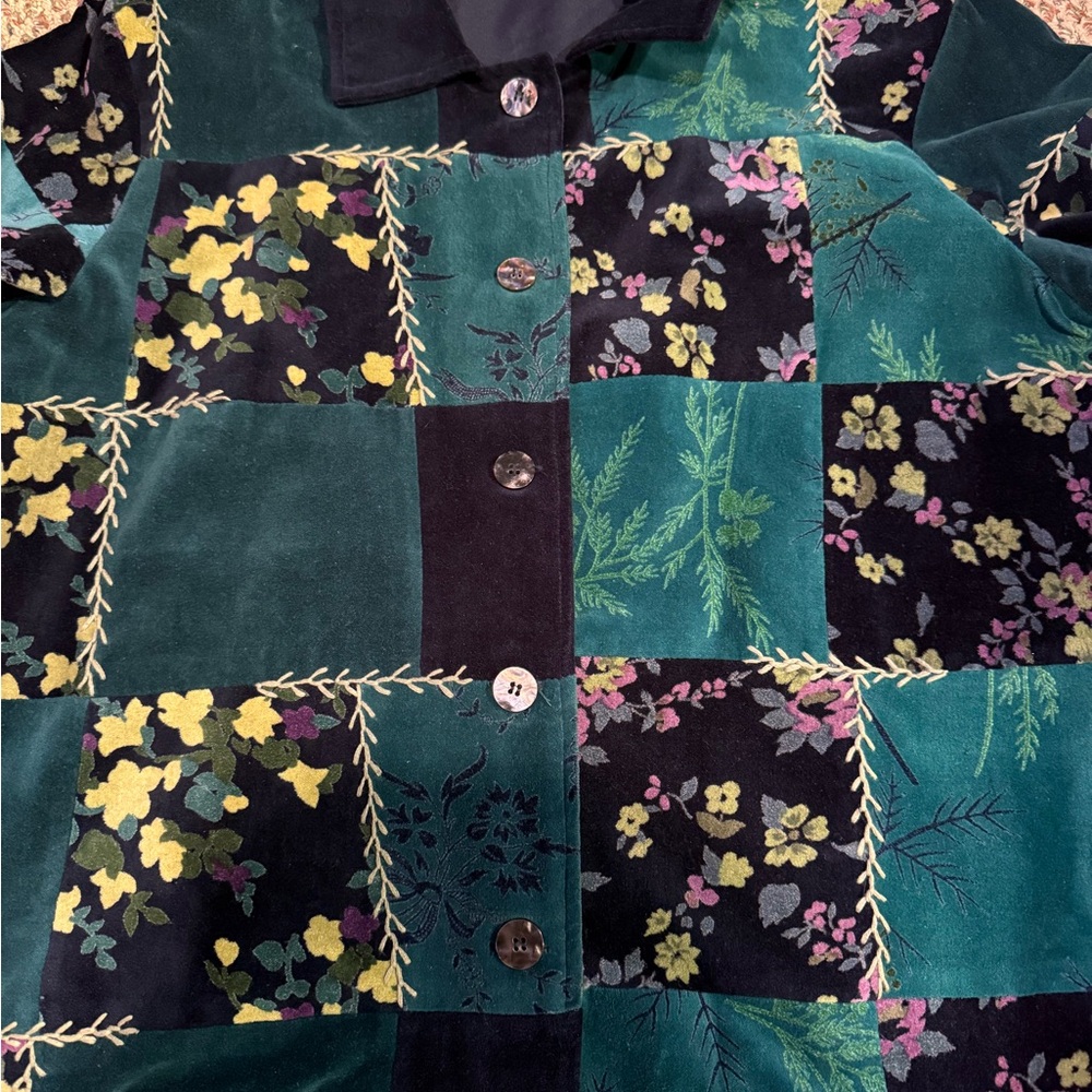 Vintage Turquoise Blue Patchwork Coat Coldwater C… - image 2